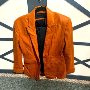 NWT Bod & Christensen orange Soft Leather Button Up Lined Blazer 🔥🔥